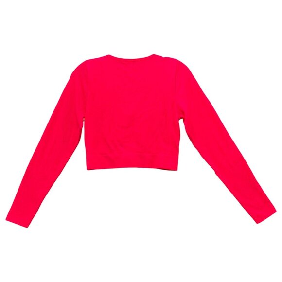 Wild Fable - Women's Long Sleeve V-Neck Front Cinch Crop Top - Pink -Extra Large - Picture 2 of 12